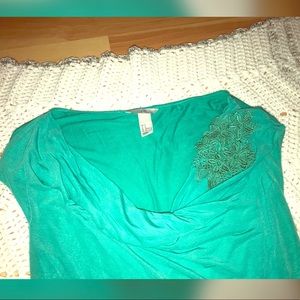 Mint Green Blouse with Embroidery Sz M